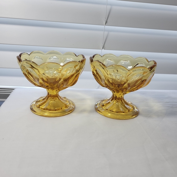 VINTAGE AMBER COMPOTE BOW 2 PICES - Picture 10 of 16